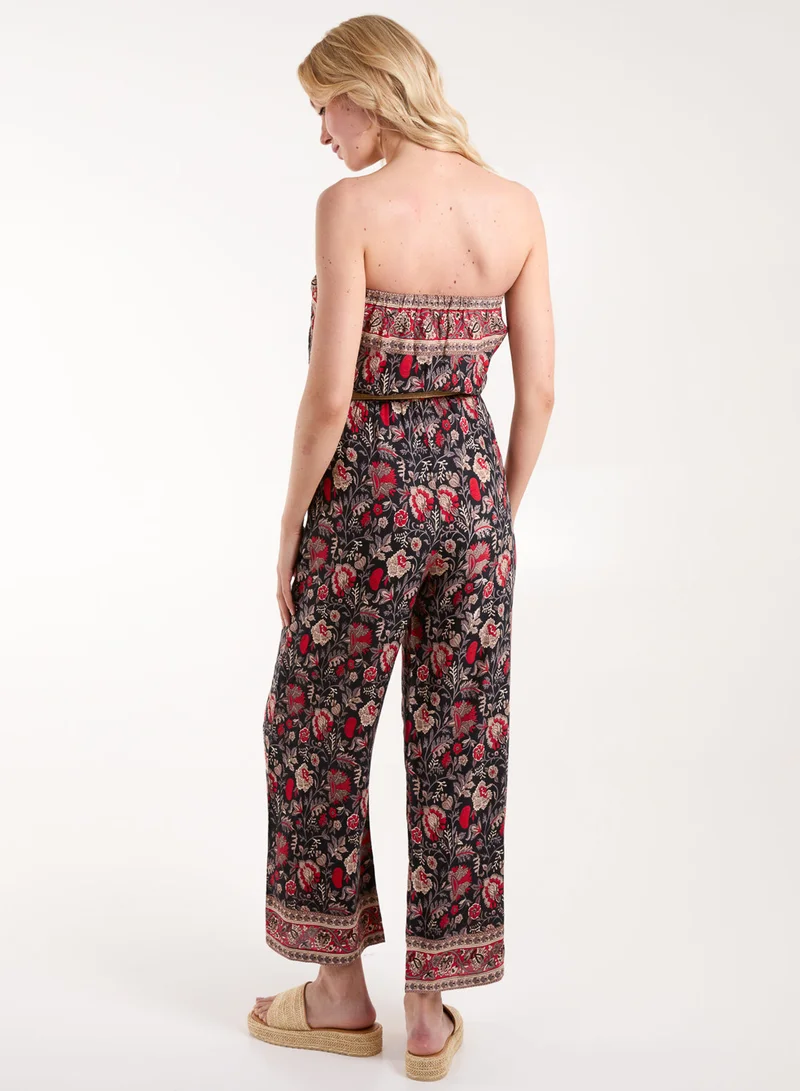 بلو فانيلا Printed Woven Belted Bandeau Jumpsuit